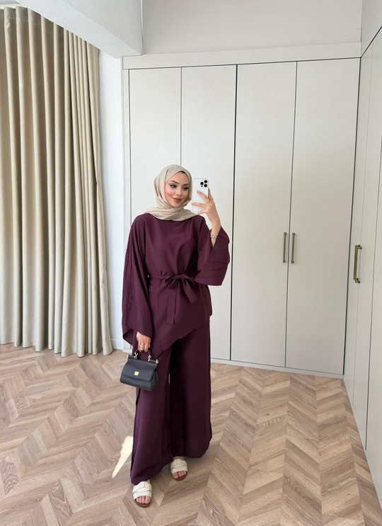 HR-0865H&R ButikHot- Gela Modal Takım Bordo