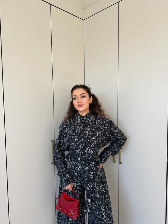 HR-0943H&R ButikHot- Puantiyeli Les Takım Siyah