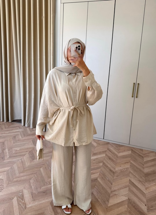 HR-1402H&R ButikHot - Wena Takım Bej