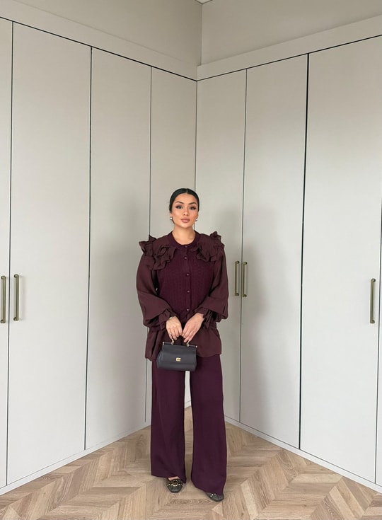 HR-3335H&R ButikHT- Maya Triko Takım Mürdüm