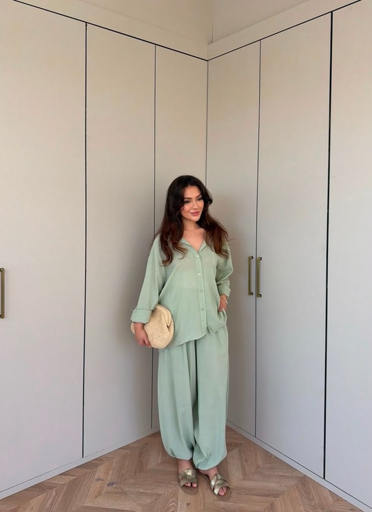 HR-1048H&R ButikLewi Ön Düğmeli Takım Yeşil