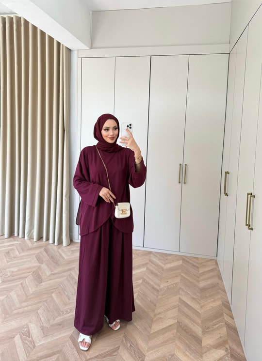 HR-0908H&R ButikMB - Afra Ön V Oysh Takım Bordo