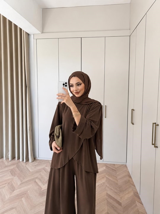 HR-1505H&R ButikMB - Afra Ön V Oysh Takım Kahve
