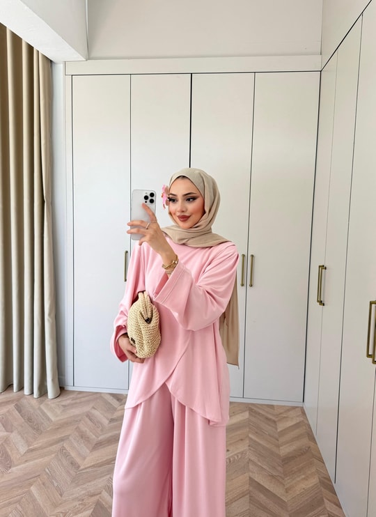 HR-0908H&R ButikMB - Afra Ön V Oysh Takım Pembe