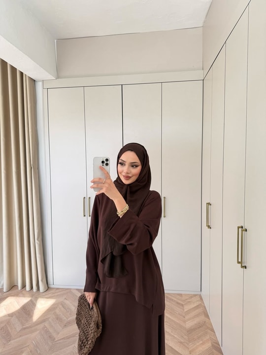 HR-0919H&R ButikMb - Fiyve Oysh Etekli Takım Acı Kahve