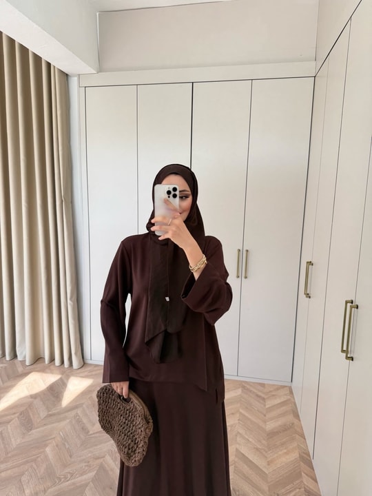 HR-0919H&R ButikMb - Fiyve Oysh Etekli Takım Acı Kahve