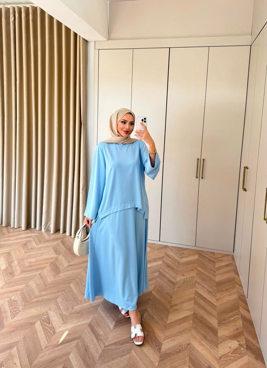 HR-0919H&R ButikMb - Fiyve Oysh Etekli Takım Mavi