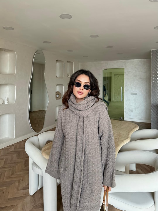 TKM-2070H&R ButikMB-Seren Atkılı Etekli Takım Vizon