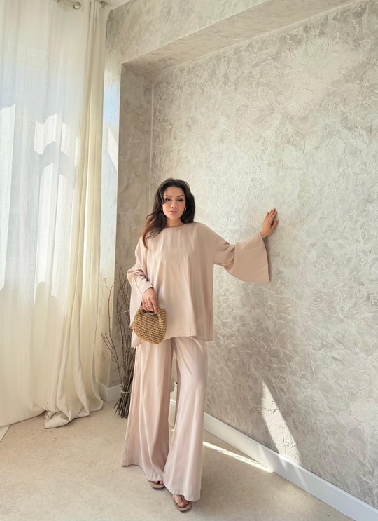 HR-1371H&R ButikMsn- Ramia Modal Takım Bej