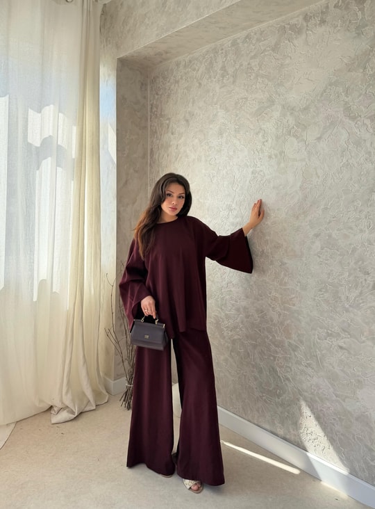 HR-1371H&R ButikMsn- Ramia Modal Takım Mürdüm