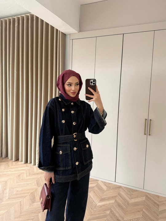 HR-0084H&R ButikMT-Moza Düğmeli Kot Takım
