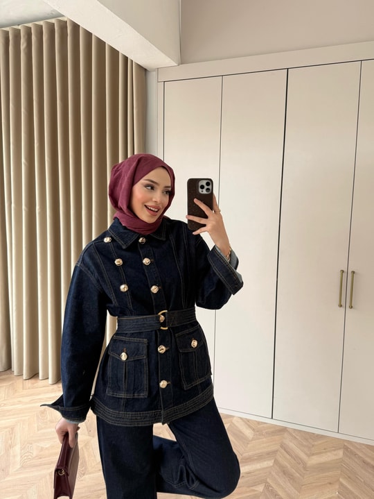 HR-0084H&R ButikMT-Moza Düğmeli Kot Takım
