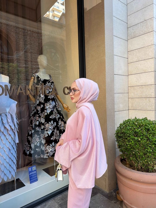 HR-1231H&R ButikNg- Simli Are Takım Pembe