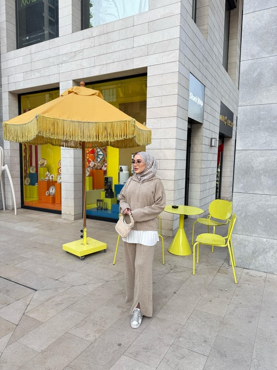 TKM-2038H&R ButikPan-Levab Fermuarlı Triko Takım Bej