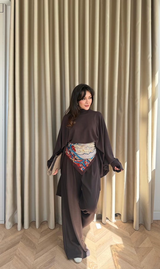 HR-2879H&R ButikPol- Asil Bol Üst Oysh Takım Acı Kahve