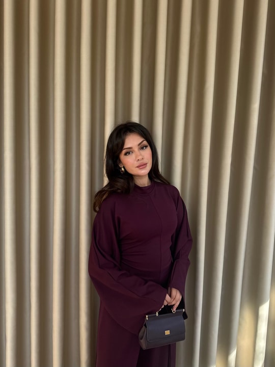 HR-2954H&R ButikPol- Gira Uzun Tunikli Takım Mürdüm
