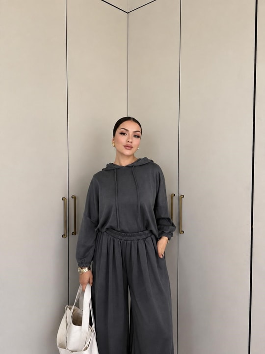 HR-2851H&R ButikPol- Rosa Paça Lastikli Oysh Takım Antrasit
