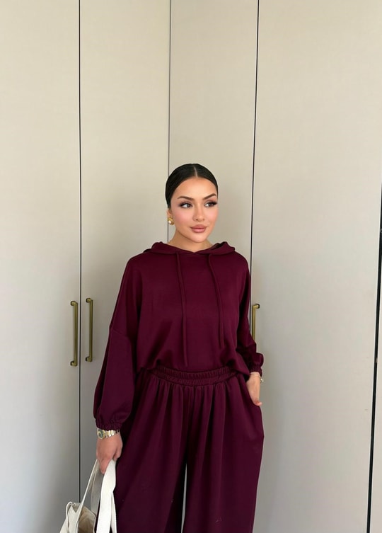 HR-1458H&R ButikPol- Rosa Paça Lastikli Oysh Takım Bordo