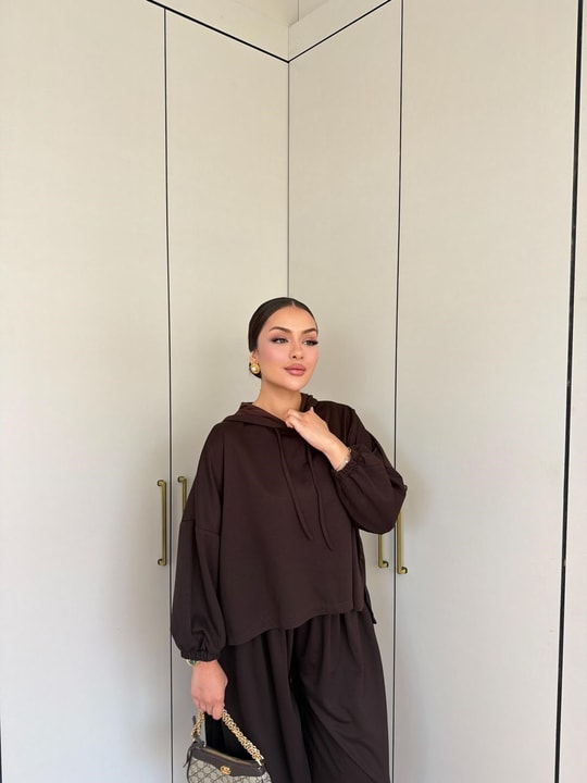 HR-1458H&R ButikPol- Rosa Paça Lastikli Oysh Takım Acı Kahve