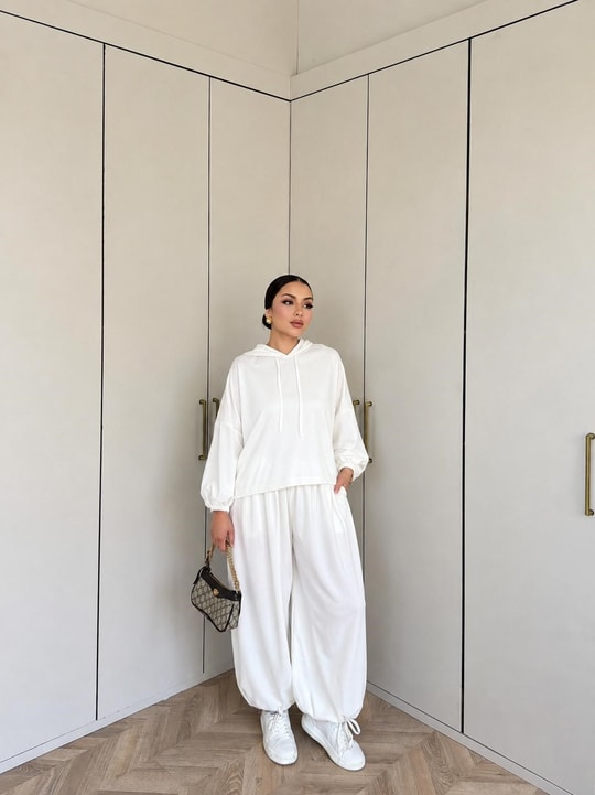 HR-2851H&R ButikPol- Rosa Paça Lastikli Oysh Takım Beyaz