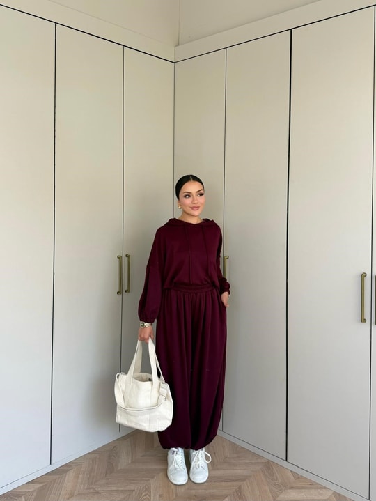 HR-1458H&R ButikPol- Rosa Paça Lastikli Oysh Takım Bordo