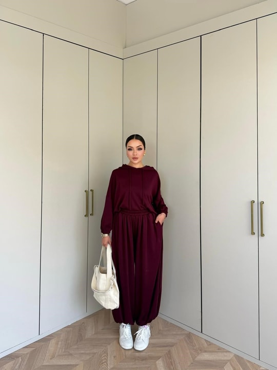 HR-1458H&R ButikPol- Rosa Paça Lastikli Oysh Takım Bordo
