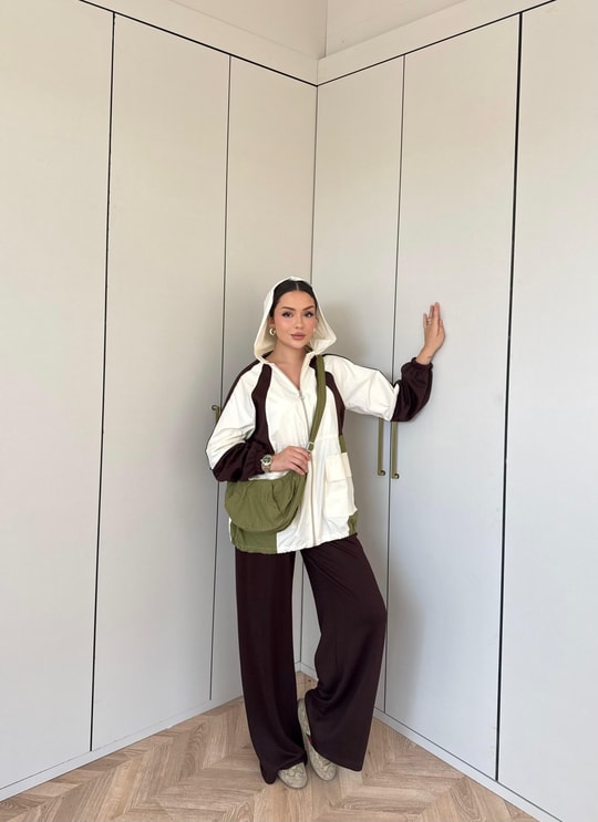 HR-2828H&R ButikPw- Asa Çantalı Takım Ekru Kahve