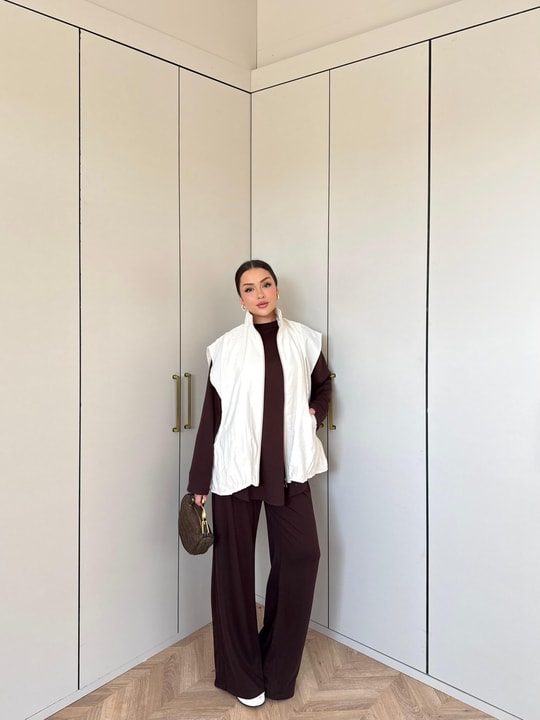HR-2834H&R ButikPw - Esio Yelekli Oysh Takım Taş-Mürdüm