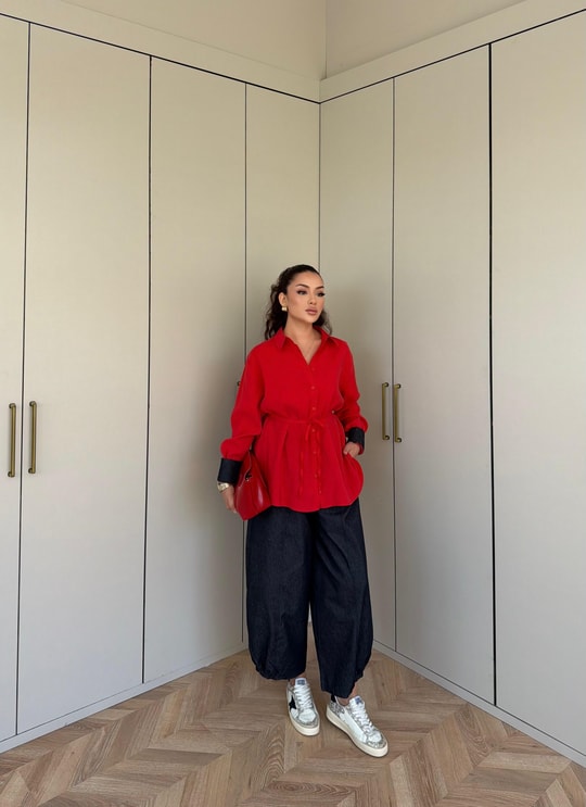 HR-1521H&R ButikPw- Fira Takım Kırmızı Lacivert