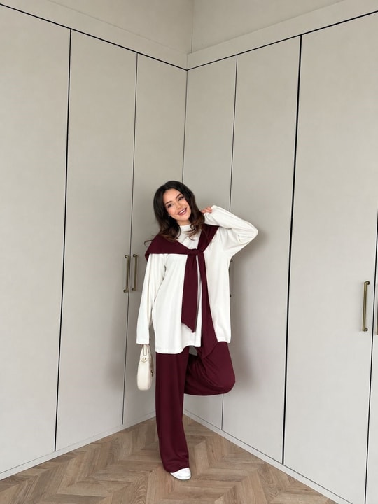 HR-0788H&R ButikPW- Nisal Atkılı Oysh Takım Bordo
