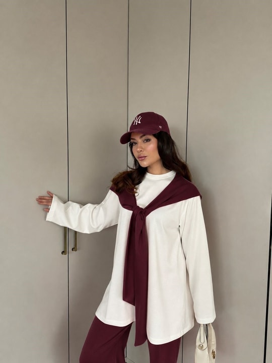 HR-0788H&R ButikPW- Nisal Atkılı Oysh Takım Bordo