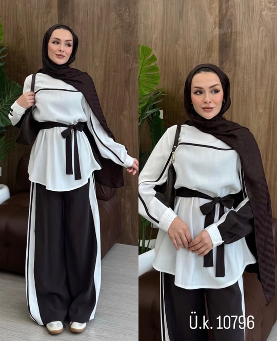 HR-0884H&R ButikPW- Zilana Çizgi Detaylı Takım Siyah