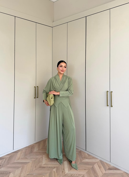 HR-1451H&R ButikQas - Fisa Ön Büzgülü Sandy Takım Haki