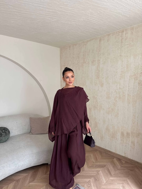 HR-0831H&R ButikQas- Kewa Pantolunlu Takım Bordo