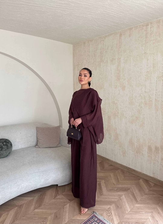 HR-0831H&R ButikQas- Kewa Pantolunlu Takım Bordo