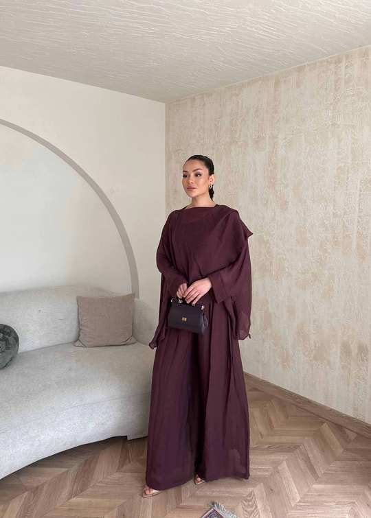 HR-0831H&R ButikQas- Kewa Pantolunlu Takım Bordo