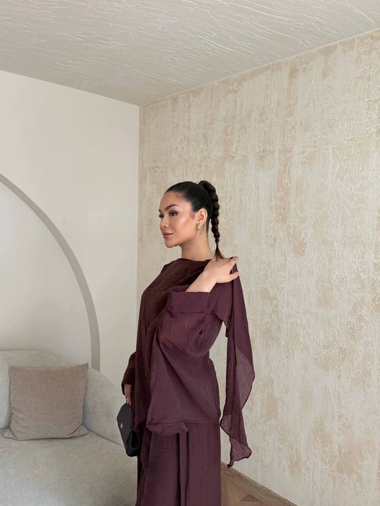 HR-0831H&R ButikQas- Kewa Pantolunlu Takım Bordo