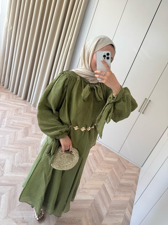 HR-1249H&R ButikQu- Seval Modal Etekli Takım Yeşil
