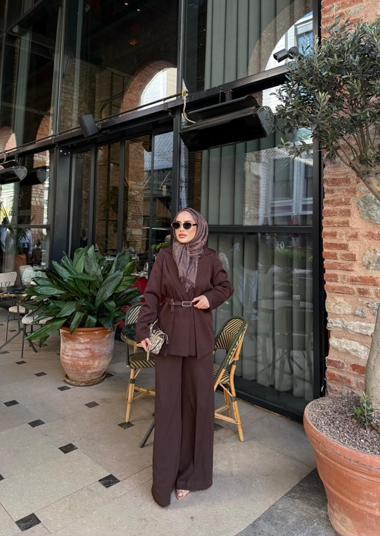TAKM-1808H&R ButikQu Takım Kahve