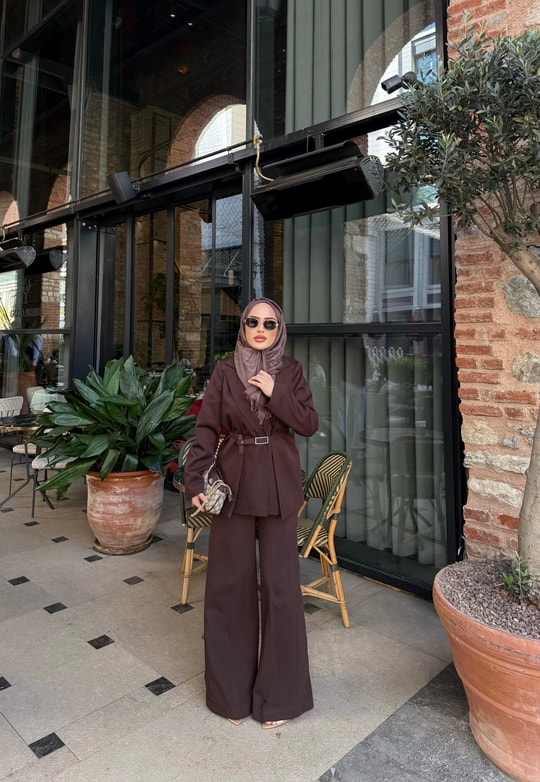 TAKM-1808H&R ButikQu Takım Kahve
