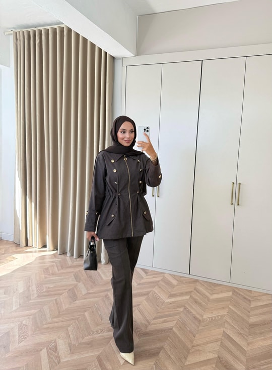 HR-3027H&R ButikQu- Weqa Kot Takım Kahve