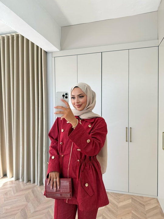 HR-3027H&R ButikQu- Weqa Kot Takım Kırmızı