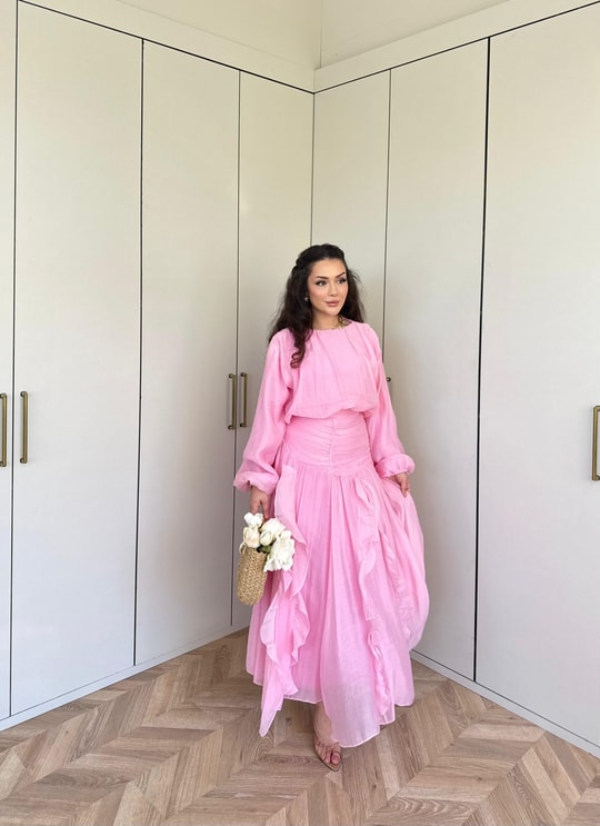 HR-1204H&R ButikRu - Eva Etekli Takım Pembe