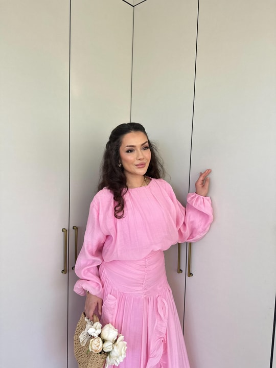 HR-1204H&R ButikRu - Eva Etekli Takım Pembe