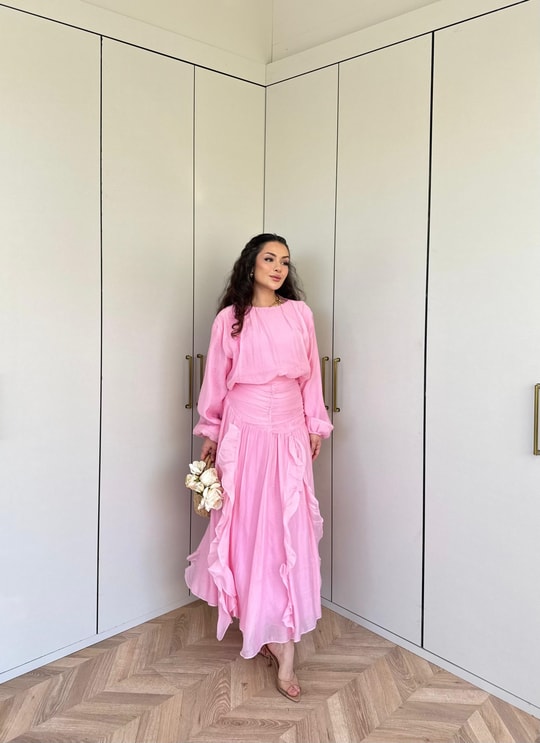 HR-1204H&R ButikRu - Eva Etekli Takım Pembe