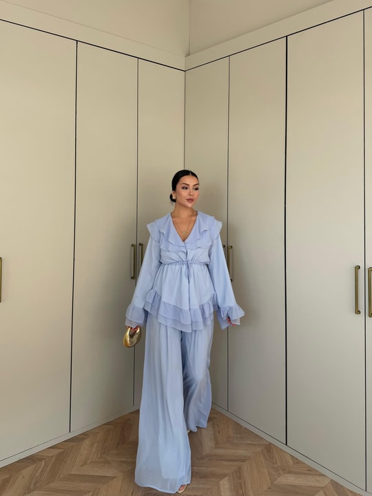 HR-2728H&R ButikRu - Rüla Şifon Takım Bebe Mavi