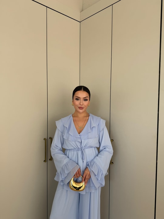 HR-2728H&R ButikRu - Rüla Şifon Takım Bebe Mavi