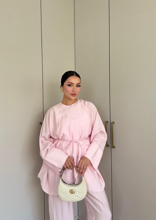 HR-1454H&R ButikSov- Ejal Ön Bağlamalı Takım Pembe