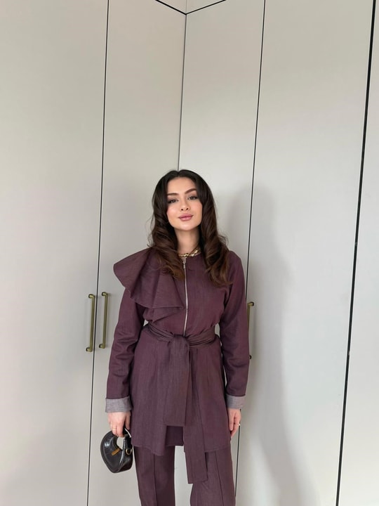HR-1160H&R ButikSov- Ön Fermuarlı Kot Takım Mürdüm