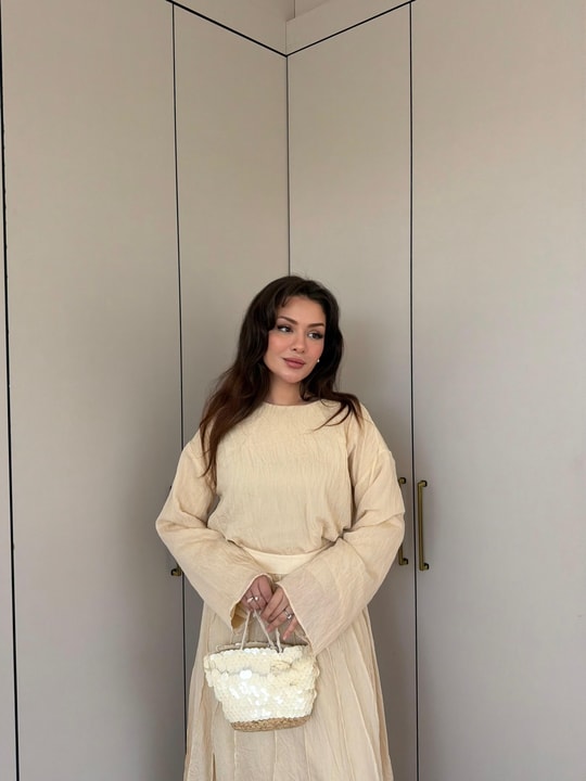 HR-1339H&R ButikTb - 3347 Eylül vual Etekli Takım Bej